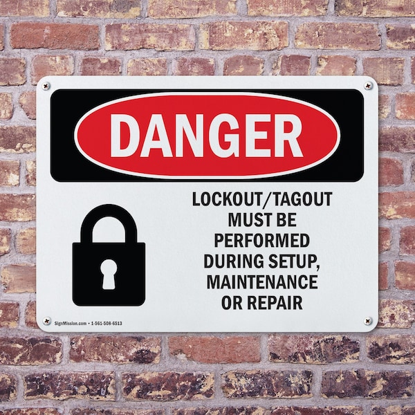 Signmission Lockout Tagout Setup Maintenance Repair Danger Sign, Aluminum, 10in W x 7in L, 2PK - OS-2PACK-DS-A-710-L-1428
