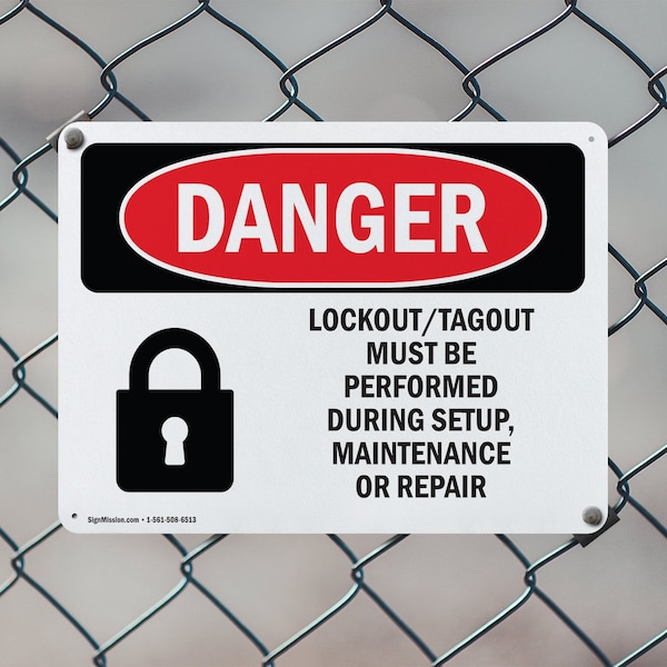 Signmission Lockout Tagout Setup Maintenance Repair Danger Sign, Aluminum, 10in W x 7in L, 2PK - OS-2PACK-DS-A-710-L-1428
