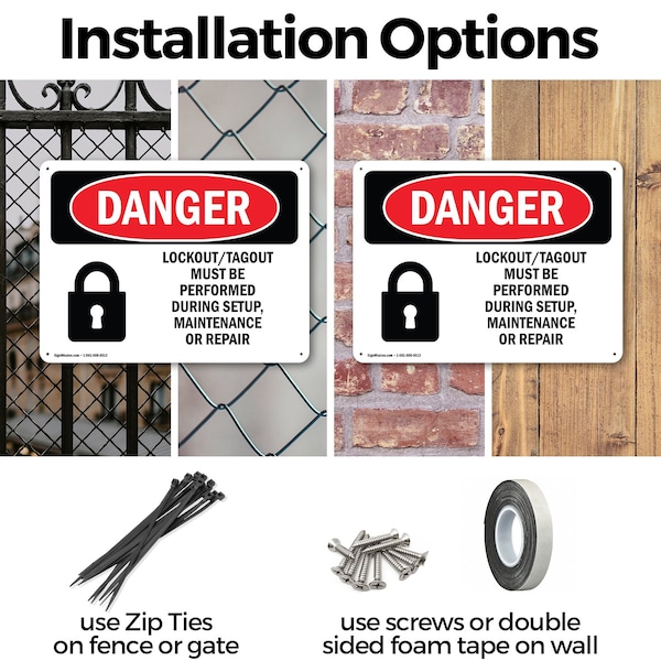 Signmission Lockout Tagout Setup Maintenance Repair Danger Sign, Aluminum, 10in W x 7in L, 2PK - OS-2PACK-DS-A-710-L-1428
