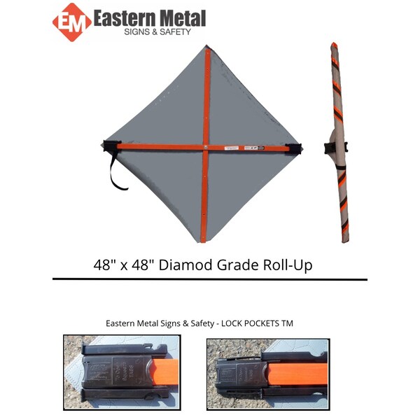 Eastern Metal Signs And Safety Workers Ahead Traffic Sign, 48 in H, 48 in W, Vinyl, Diamond, No Text, 669-C/48-DGFO-MS - 669-C/48-DGFO-MS