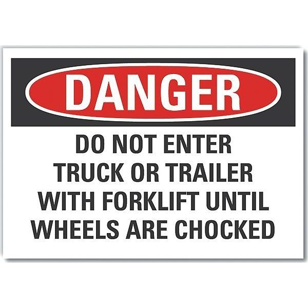 Lyle Chock Wheels Danger Label, 10 in H, 14 in W, Polyester, Horizontal Rectangle, LCU4-0690-ND_14X10 - LCU4-0690-ND_14X10
