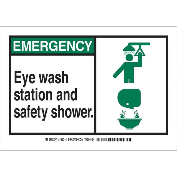 Brady Emergency Eye Wash Station and Safety Shower, 10 in x 14 in, Rectangle, Aluminum, 132217 - 132217