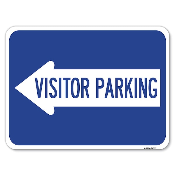 Signmission Visitor Parking W/ Left Arrow Heavy-Gauge Aluminum Rust Proof Parking Sign, 18" x 24", A-1824-24377 - A-1824-24377