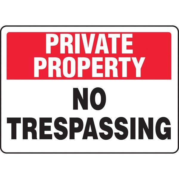 Accuform Private Property Sign, 10 in H, 14 in W, Aluminum, Rectangle, English, MATR963VA - MATR963VA