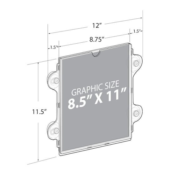 Azar Displays Clear Acrylic Window/Door Sign Holder Frame with Suction Cups 8.5''W x 11''H, 10PK - 106614-10PK