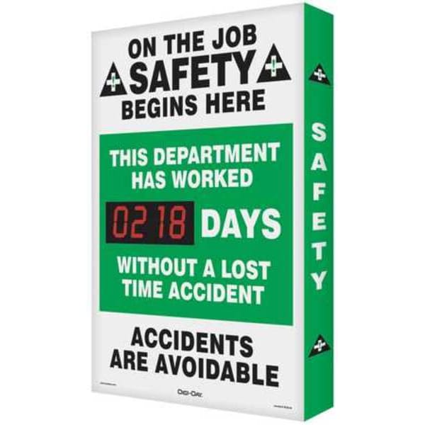 Accuform Electronic Safety Scoreboard, 28 in H x, 20 in W, Aluminum - SCK110