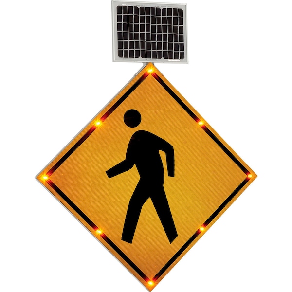Global Industrial Solar Powered Flashing LED Pedestrian Crossing Sign, Diamond - 708313