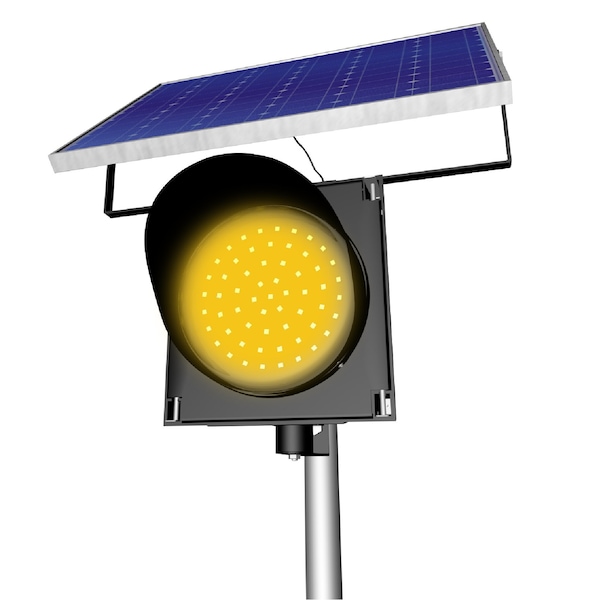 Soltech BEACON 8 in. Solar-Powered Yellow Flashing Traffic Light Sign - STLBCNS8DYL
