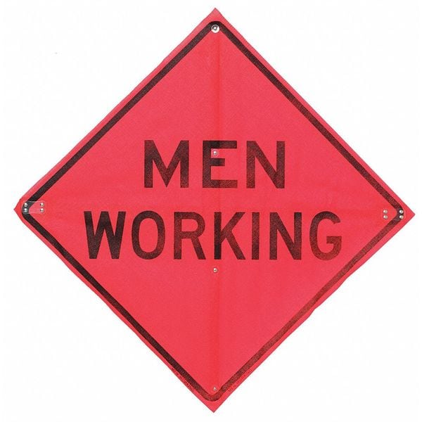Eastern Metal Signs And Safety Work Area Ahead Traffic Sign, 36 in Height, 36 in Width, Polyester, PVC, Diamond, English - C/36-EMO-3FH-HD WORK AREA AHEAD