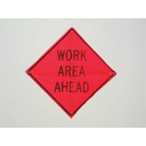 Eastern Metal Signs And Safety Work Area Ahead Traffic Sign, 36 in Height, 36 in Width, Polyester, PVC, Diamond, English - C/36-EMO-3FH-HD WORK AREA AHEAD