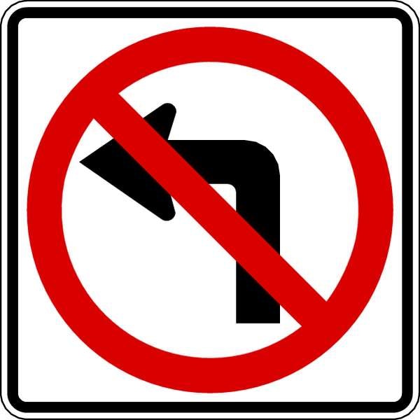 Lyle No Left Turn Traffic Sign, 24 in H, 24 in W, Aluminum, Square, No Text, R3-2-24DA - R3-2-24DA