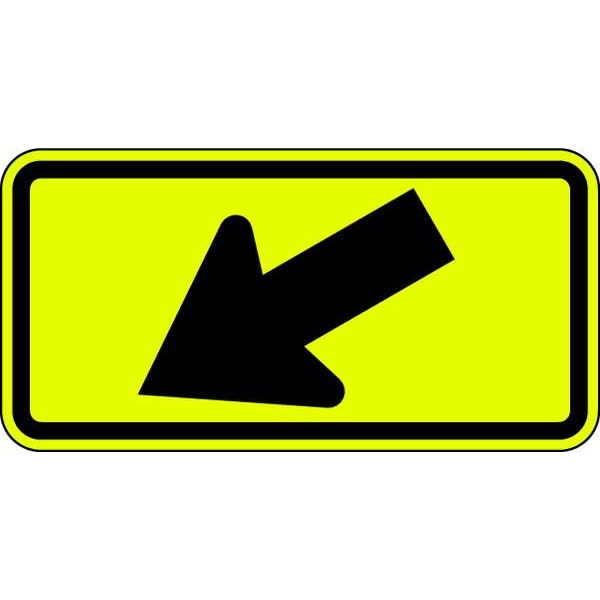 Lyle Left Downward Arrow Traffic Sign, 24 in Height, 12 in Width, Aluminum, Vertical Rectangle, No Text - W16-7PL-24DA