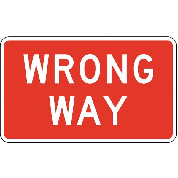 Lyle Wrong Way Traffic Sign, 24 in H, 36 in W, Aluminum, Horizontal Rectangle, English, R5-1A-36HA - R5-1A-36HA