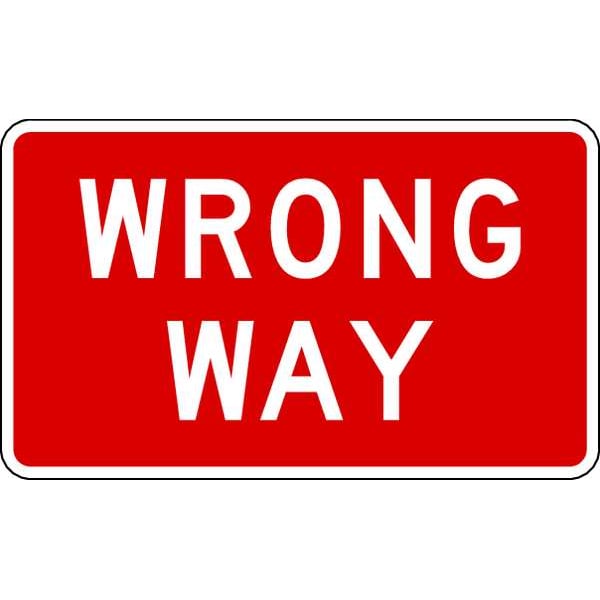 Lyle Wrong Way Traffic Sign, 24 in H, 36 in W, Aluminum, Horizontal Rectangle, English, R5-1A-36HA - R5-1A-36HA
