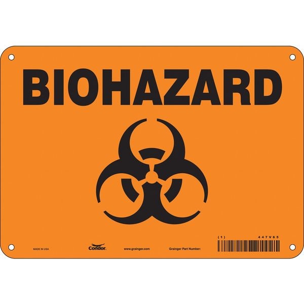Condor Biohazard Sign, 7 in H, 10 in W, Polyethylene, Vertical Rectangle, English, 447V65 - 447V65