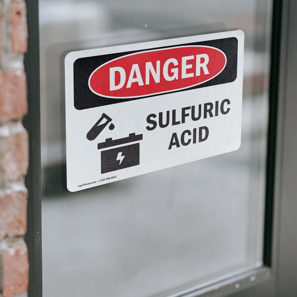 Signmission Sulfuric Acid Danger Sign, Vinyl Decal, 24in W x 18in L, 2PK - OS-2PACK-DS-D-1824-L-2044