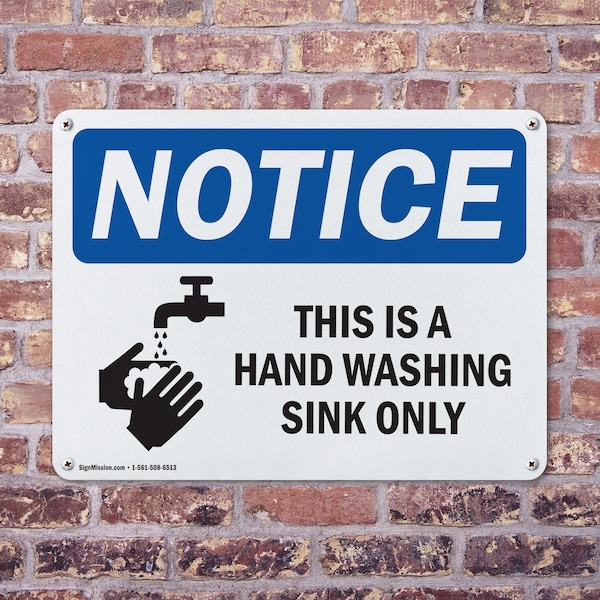 Signmission This Is A Hand Washing Sink Only With Symbol, 18 in W x Rectangle, Aluminum - OS-2PACK-NS-A-1218-L-16684