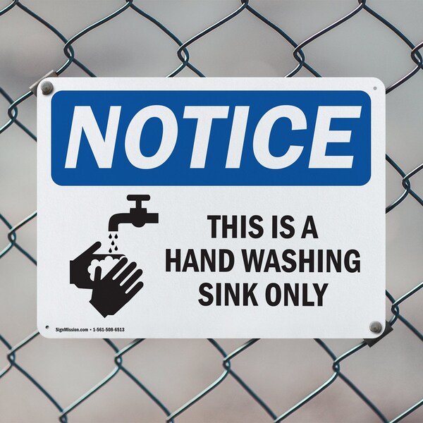 Signmission This Is A Hand Washing Sink Only With Symbol, 18 in W x Rectangle, Aluminum - OS-2PACK-NS-A-1218-L-16684
