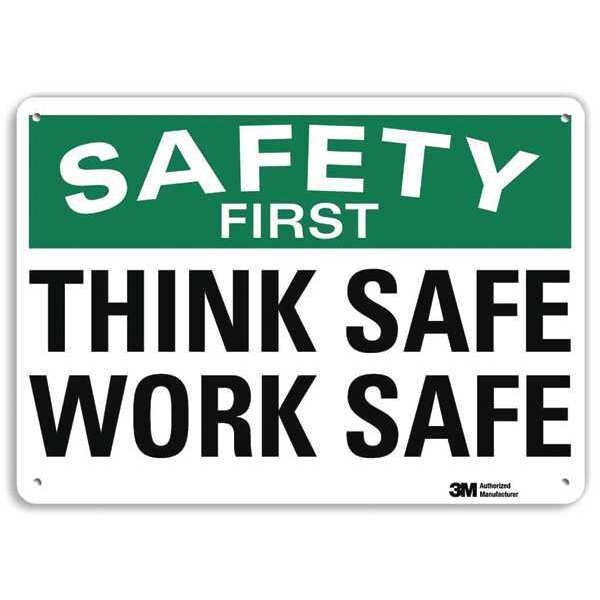 Lyle Safety First Sign, 10 in H, 14 in W, Aluminum, English, U7-1255-NA_14x10 - U7-1255-NA_14X10