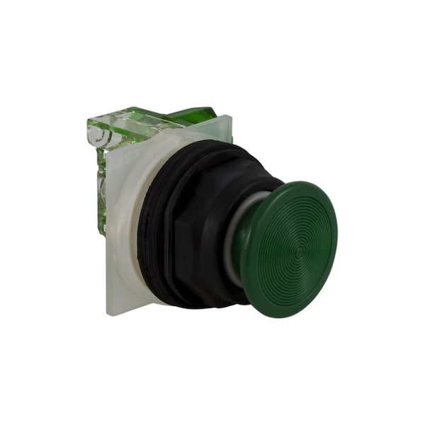 Botón pulsador Square D, Harmony 9001SK, plástico, hongo de plástico de inserción rápida de 35mm, verde, 30mm, retorno por resorte, 1 NC - 9001SKR4GH5