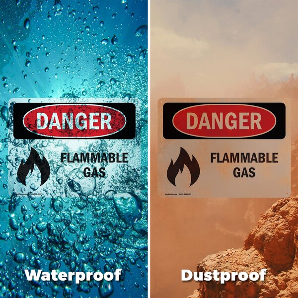 Signmission Flammable Gas Danger Sign, Aluminum, 14in W x 10in L, 2PK - OS-2PACK-DS-A-1014-L-1233