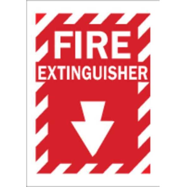 Brady Fire Extinguisher Sign, 14 in Height, 10 in Width, Aluminum, Rectangle, English - 43294