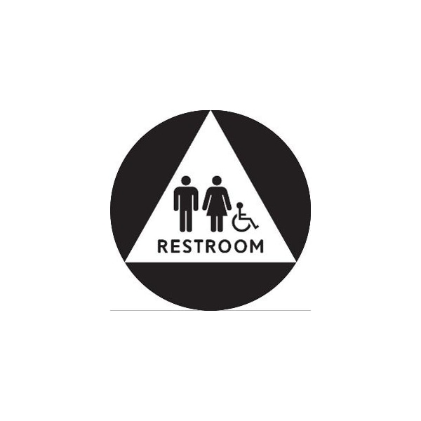 United Visual Products Restroom, 12" W x Circle/Trianlge, Acrylic - UVT24CTH-BLACK