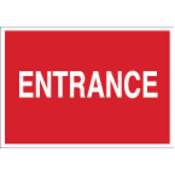 Brady Entrance Sign, 7 x 10In, R/WHT, ENTR, ENG - 22485