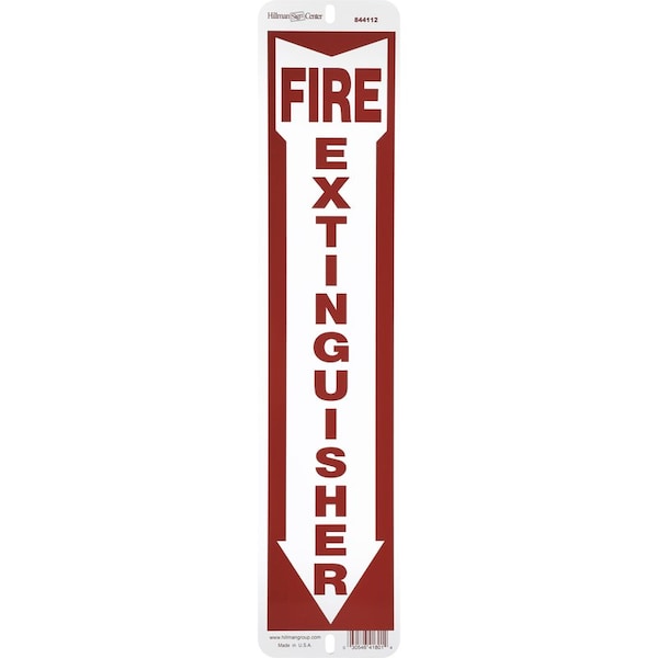 Hillman HILLMAN English Red/White Fire Extinguisher Sign 18 in. H X 4 in. W - 844112