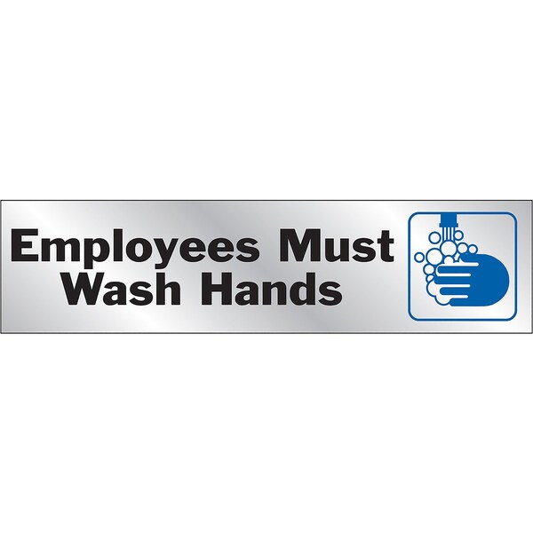 Hy-Ko Employees Must Wash Hands Sign 2" x 8", 10PK - B00043