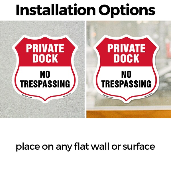 Signmission Private Dock Shield Sign No Trespassing, 4 inch X 4 inch, Vinyl Decal, 2PK - SHI-D-2PACK-4-434