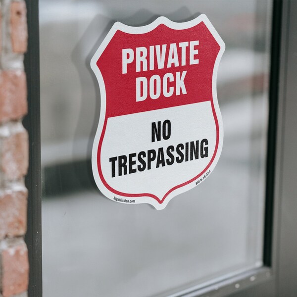 Signmission Private Dock Shield Sign No Trespassing, 4 inch X 4 inch, Vinyl Decal, 2PK - SHI-D-2PACK-4-434