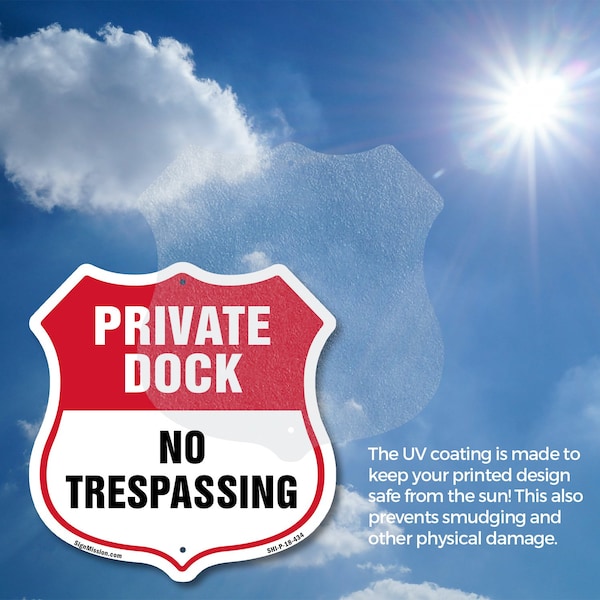 Signmission Private Dock Shield Sign No Trespassing, 4 inch X 4 inch, Vinyl Decal, 2PK - SHI-D-2PACK-4-434