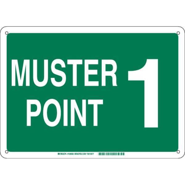 Brady Emergency Assembly Sign, 18 in Height, 24 in Width, Aluminum, Rectangle, English - 139666