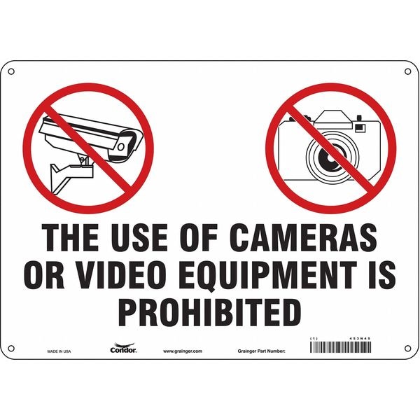 Condor Security Sign, 10 in H, 14 in W, Aluminum, Horizontal Rectangle, English, 453N45 - 453N45