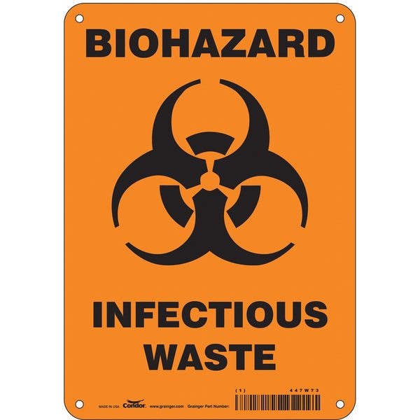 Condor Biohazard Sign, 10 in H, 7 in W, Horizontal Rectangle, English, 447W73 - 447W73