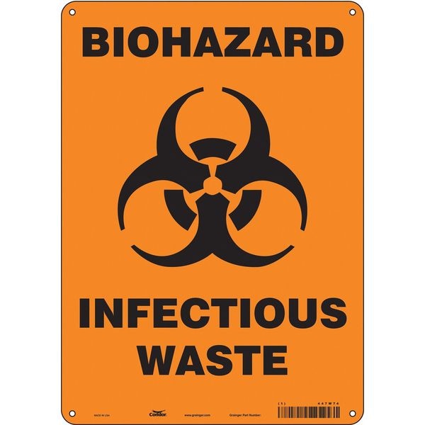 Condor Biohazard Sign, 14 in H, 10 in W, Vertical Rectangle, English, 447W74 - 447W74