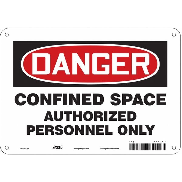 Condor Safety Sign, 7 in Height, 10 in Width, Polyethylene, Vertical Rectangle, English, 465J53 - 465J53