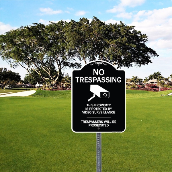 Signmission Designer Series-No Trespassing Soliciting Or Loitering Violators Will Be Prose, 24" H, BW-1824-9812 - A-DES-BW-1824-9812