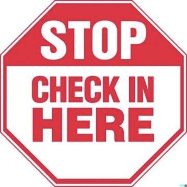 Accuform STOP SAFETY SIGN CHECK IN HERE 12 in - MAST206XP