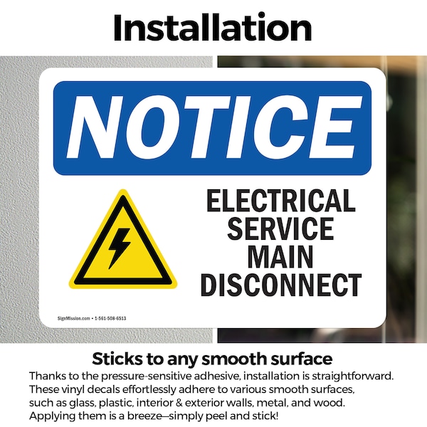 Signmission Electrical Service Main Disconnect Sign With Symbol, 10 in W x Rectangle, Vinyl Decal - OS-2PACK-NS-D-710-L-11694
