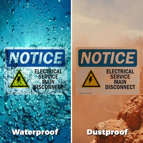 Signmission Electrical Service Main Disconnect Sign With Symbol, 10 in W x Rectangle, Vinyl Decal - OS-2PACK-NS-D-710-L-11694