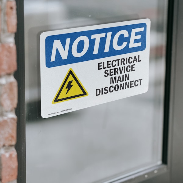 Signmission Electrical Service Main Disconnect Sign With Symbol, 10 in W x Rectangle, Vinyl Decal - OS-2PACK-NS-D-710-L-11694