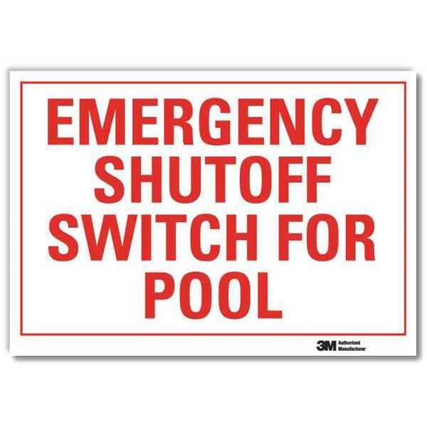 Lyle Emergency Shutoff Switch For Pool, 10 in x 14 in, Reflective Sheeting, U7-1145-RD_14X10 - U7-1145-RD_14X10