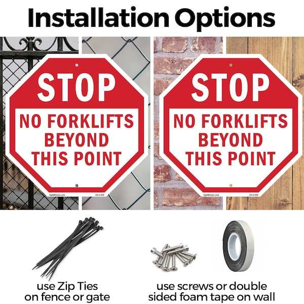 Signmission Stop No Forklifts Beyond This Point, 10 Inch X 10 Inch, Plastic Sign - OC-P-10-59