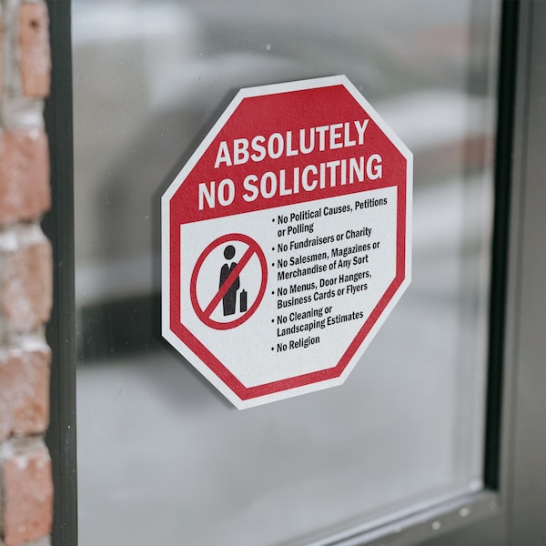 Signmission Absolutely No Soliciting No Politi, 4 inch X 4 inch, Vinyl Decal, 2PK - OC-D-2PACK-4-18