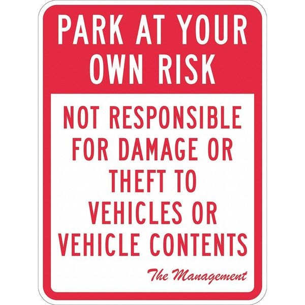 Lyle Parking Lot Damage Advisory Sign, 18"x12, T1-1066-EG_12x18 - T1-1066-EG_12X18