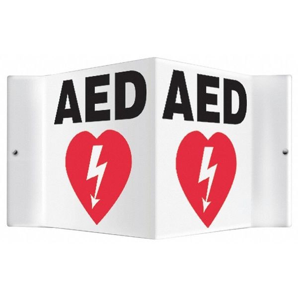 Accuform AED, 8 1/2 in W x 6 in H, V-Shaped, Plastic, PSP609 - PSP609