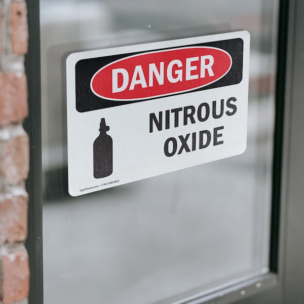 Signmission Nitrous Oxide Danger Sign, Vinyl Decal, 10in W x 7in L, 2PK - OS-2PACK-DS-D-710-L-1937