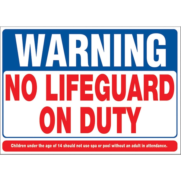 Hy-Ko Warning No Lifeguard On Duty Sign 20" x 28", 5PK - A20401